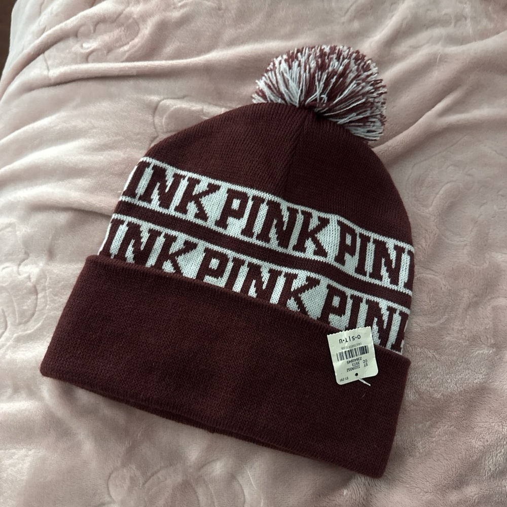 Pink Victoria Secret Pom-Pom Beanie